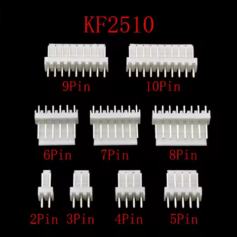 50Pcs KF-2510 2.54mm Pitch Male Plug 2/3/4/5/6/7/8/9/10p Pin Header PCB Connector White Straight Pin