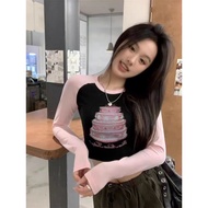 y2k Asian Culture y2k Women's American Hot Girl Retro y2k Millennium Raglan Sleeve Barbie Pink Long 