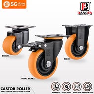Bangfa Heavy Duty PP TPU Double Ball Bearing Wheel Castor Roller Trolley Wheel Caster Tayar Troli