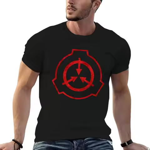 SCP foundation symbol red T-Shirt mens graphic t shirts man t shirts graphic t shirt man cotton T-sh