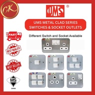 UMS METAL CLAD 13A 1G 13A 2G 15A SOCKET 1G1W 1G2W 2G1W 2G2W 3G1W 4G1W SWITCH