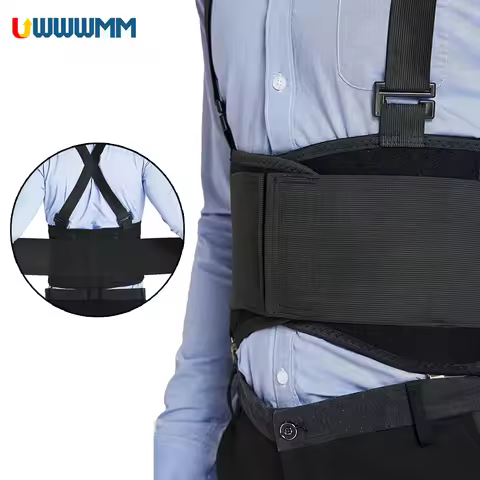 Adjustable Lower Back Brace with Shoulder Straps Women Men Pain Relief Lumbar Support Belt Lifting W