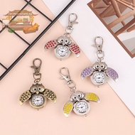 Ca&gt; Fashion Keychain Owl Shape Pocket Watch Unisex Vintage Alloy Keyring Clock Fob Watches Key Chain Birthday Gifts well