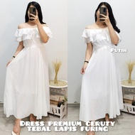 DRESS PANJANG PREMIUM CERUTY IMPORT / GAUN PESTA PANJANG / GAUN PUTIH PREWED / GAUN PESTA MEWAH ELEG