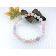 [Disk Crystal] Colorful Morganite 6mm Round Bead Bracelet FF-22 [Fantasy Pastel]