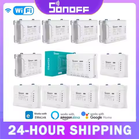 SONOFF 4CH R3 /4CH PRO R3 4 Gang Smart WIFI Switch 433MHZ Din Rail Mounting Wireless Remote Control 