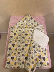 全新全綿嬰兒包被包巾套裝，包被尺寸：106x70cm包巾尺寸：60x70cm