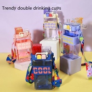 520ML Water Bottle Kids BPA FREE  botol air budak Portable Leakproof Transparent Cup Cute Kids Water Bottle With Straw