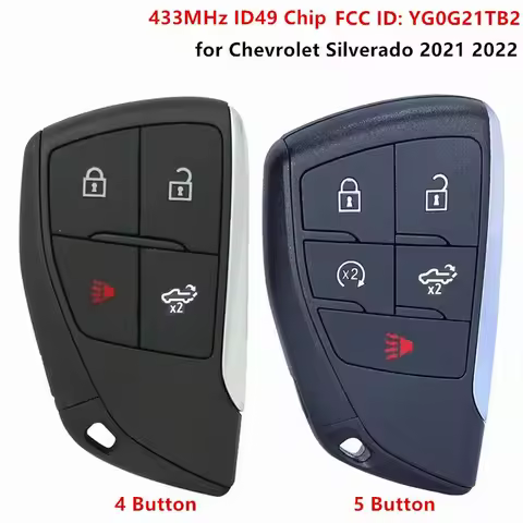 Smart Remote Control Car Key With 4 5 Buttons 433MHz ID49 Chip for Chevrolet Silverado 2021 2022 Fob