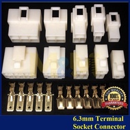 [Ready Stock] 6.3mm Terminal Socket Connector General Wire Connector 1 Pin / 2 Pin / 3 Pin / 4 Pin /
