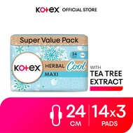 Kotex Herbal Cool Pad Maxi Wing/Maxi Non-Wing (24cm) 16s/14sx3