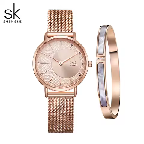 Women Watches Set Bracelet Japanese Quartz Movement Watches For Women Rosegold Elegant Gift Stainles