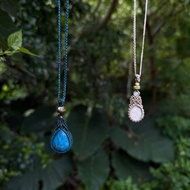 藍磷灰 珊瑚玉 基本款編織項鍊