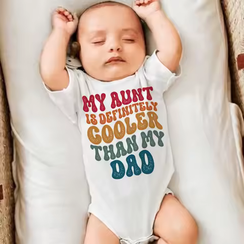 My Aunt Is Definitely Cooler Than My Dad Printed Baby Bodysuit Funny Newborn Summe Jumpsuit Infant S