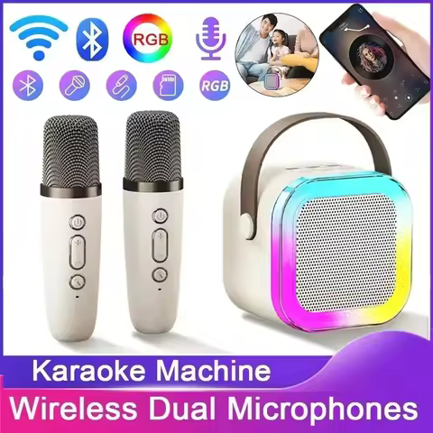 K12 Bluetooth SpeakerPortable Karaoke Machine 5.3 PA System With 2 Wireless Microphones Home Family 