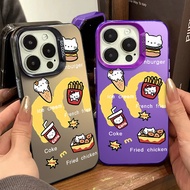 French Fries Ice Cream Katie Cat Phone Case Compatible for IPhone 15 14 13 12 11Pro Max X XR 14puls 11puls XR X/XS Max 7/8 Plus Se2020 Beautiful Anti Drop Hard Silicone Phone Case
