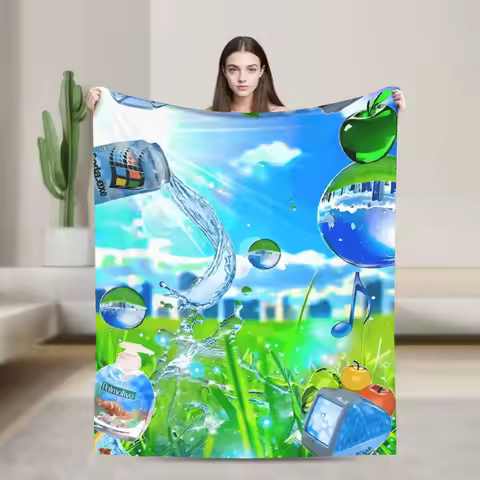 Super Warm Blanket Decorative Frutiger Aero 90's Vibes Throw Blanket Flannel Bedspread For Couch Cha