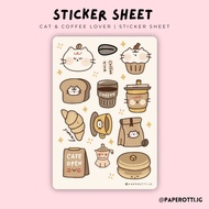 Coffee & Cat Lover Sticker Sheet | Waterproof Vinyl Sticker | paperotti.ig