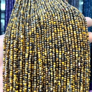 Yellow Tiger's Eyes Cube Shape Square 2x2 mm Long Line