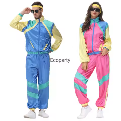 80s 90s Shell Suit Party Dress Costume Retro Tracksuit 90s Hip Hop Costumes 80s Costumes for Men Win