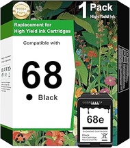 68E Black Ink Cartridge Replacement for HP Ink 68 68e Ink Works for Envy 6152e, 6155e, 6552e, 6555e,