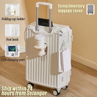 Cup Holder & USB Charger Luggage 20/24/28 Inch(Suitcase, Trolley,Bagasi Luggage,Beg Bagasi