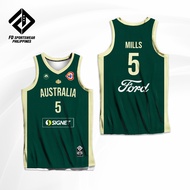 BASKETBALL FIBA WC 2023 MILLS GIDDEY GREEN INGLES THYBULLE DARK FULL SUBLIMATED JERSEY