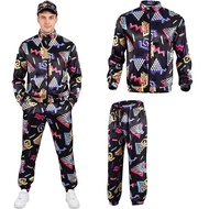 Retro 80s 90s Fancy Dress Outfit Sets Hip Hop Outfit Tracksuit Streetwear for Adults 80s Fancy Dress