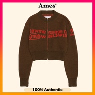AMES WORLDWIDE Jacquard Knit Zip Up Sweater  - Brown
