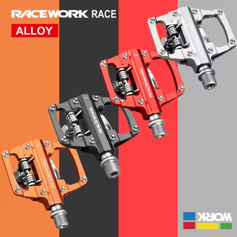 RACEWORK MTB Clipless Pedals Self-locking CNC Aluminum Alloy DU Bearing SPD Double Flat Platform Mou