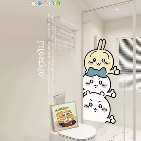 chiikawa sticker home glass door room door car door sticker sliding glass door decoration sticker ca