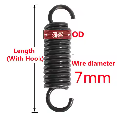Wire Diameter 7mm OD 35 40 45mm Length 150mm Industrial Equipment Heavy Duty Tension Spring Steel Ex