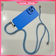 Case Oppo A16 A16S A54 A55 4G A16E A16K A36 A76 A96 Reno 6 5G Casing Pro Camera Blue Strap Lanyard S