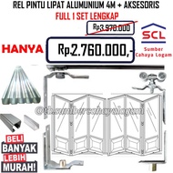 REL PINTU LIPAT ALUMUNIUM 4m BESI KAYU ALUMINIUM RODA GESER SLIDING