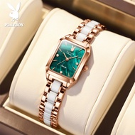 100% ของแท้ PLAYBOY นาฬิกา ผู้หญิง กัน น้ำ ของแท้ ใหม่ 2025 สายเซรามิค ลำลอง แฟชั่น พระคุณ กันกระแทก