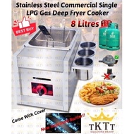 ☽  TT 8 Litre LPG Commercial Gas Deep Fryer Western Fast Food Fryer Tempura Stove Dapur Gas Goreng Ayam ing Serbaga