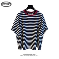 M-4XL Fat Woman Striped Oversize Tee Lady Plus Size Short Sleeve T Shirt