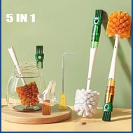 5 IN 1 Multifunctional Bottle Brush Cup Cleaning Brush Long-handled Brush Kitchen Cleaning Brush Det