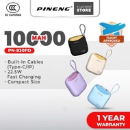 Pineng PN-830PD 10000 MAh 22.5W Fast Charge Power Bank Built In Cable 3C Certified