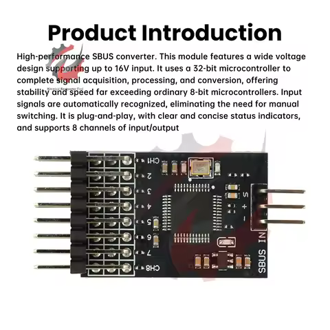 Highly Compatible SBUS To PWM Signal Converter 32-Bit Chip 3.3-16V Wide Voltage 8-16CH Output Plug A