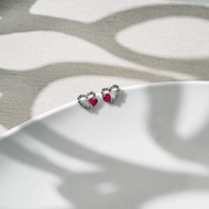 Ar-Kang Collection** AKE2795 ต่างหูเงินแท้ ประดับ White CZ AAAAA แต้ม Enamel (Silver92.5%)