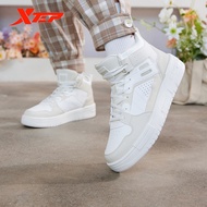 Xtep Women Sneakers White Fashion High Top Sports Non-Slip Outdoor Wear-Resistant