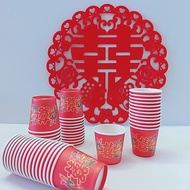 48pcs/pack Wedding Tea Ceremony Mini 5cm Red Paper Cup 结婚一次性迷你敬茶纸杯