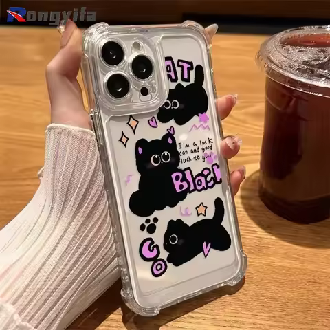 Cute Black Cat Phone Case For Realme Note 80 70 70T 60 60X 50 8i 7i 8 7 6 5 3 Pro 6i 6S 5i 5S 5G 4G 