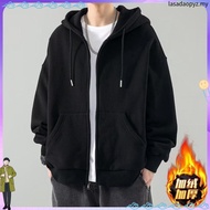 500g Heavy Bebe Fleece Sweatshirt Men's Winter Clothes Fleece Lining Thickened Warm Zipper Cardigan 
