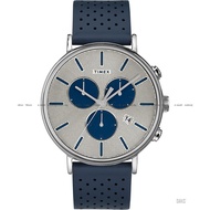 (SALES) TIMEX TW2R97700 Men's Analog Watch Fairfield Supernova Chronograph 41mm Leather Strap Blue *