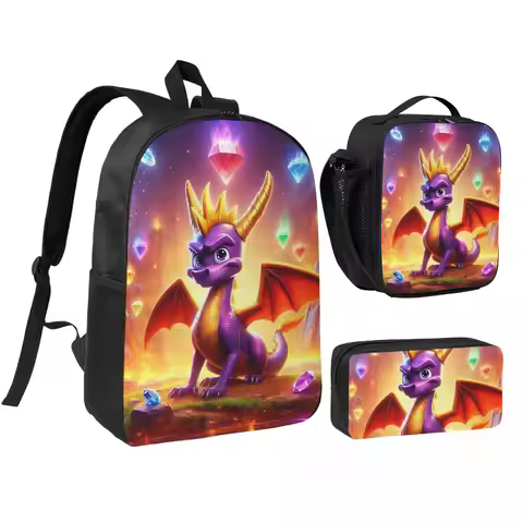 Ice Spyro Backpack Student Boys Girls BookBag School Bag Laptop Shoulder Bags 3ps Insulated Lunch Ba