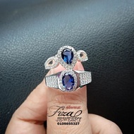 couple ring permata biru silver 925 original, silver 925 couple ring blue sapphire, cincin couple pe