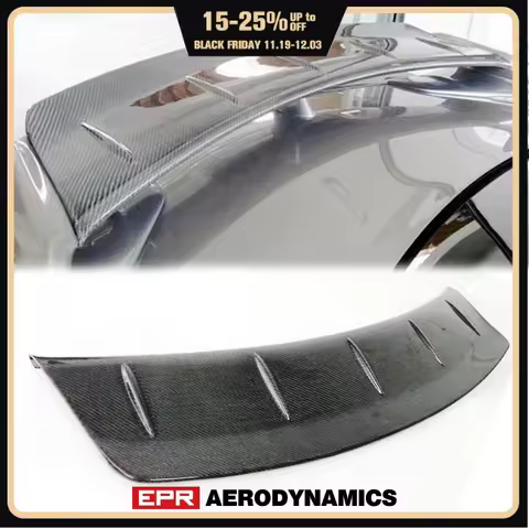 For Nissan R35 GTR CBA DBA Carbon Fiber Spoiler Blade Wald Add On Gurney Flap Wing Glossy Fibre WA S