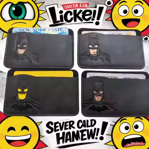 Personalized Leather ID Card Holder with Superhero Mask Design Great Gift Option travel wallet id ca